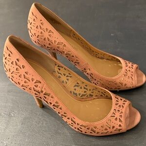 Enzo Angiolini Pink Cut-Out Peep-Toe Heels